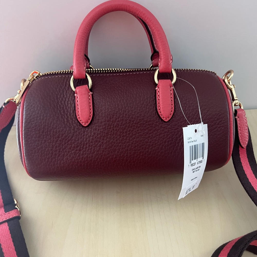 NWT COACH CB876 LACEY CROSSBODY LEATHER SHOULDER BAG GOLD/WINE MULTI - Picture 8 of 10